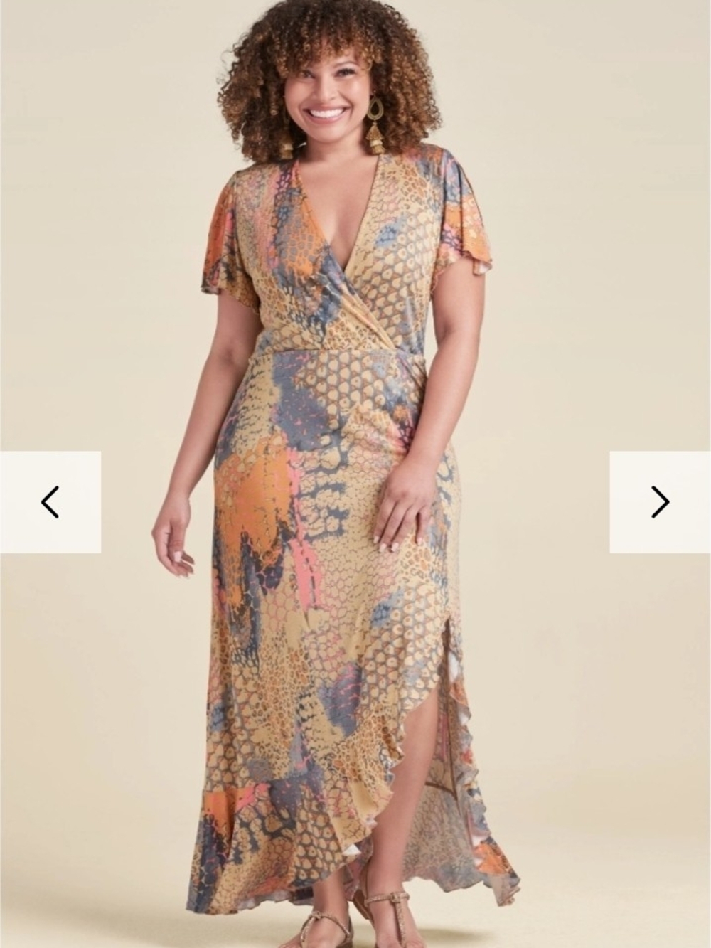 Snake-Print Wrap Maxi